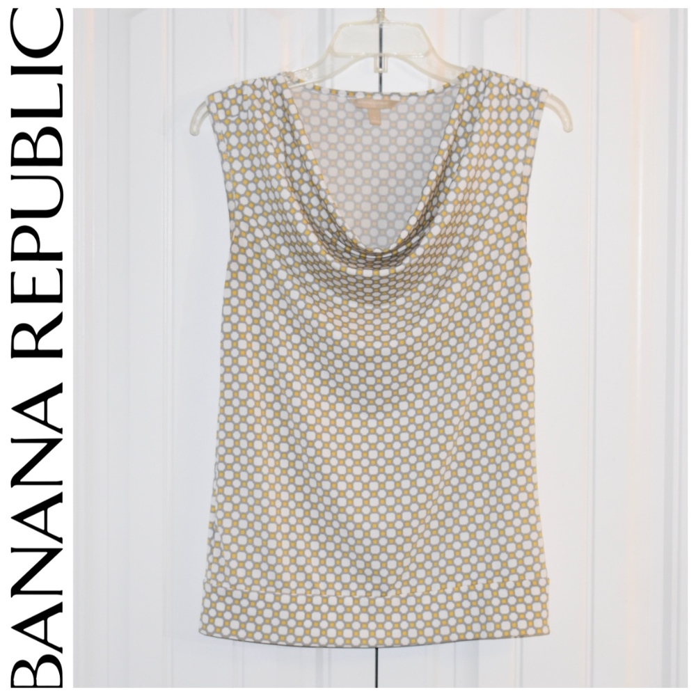 Banana Republic Yellow Grey White Top Size S